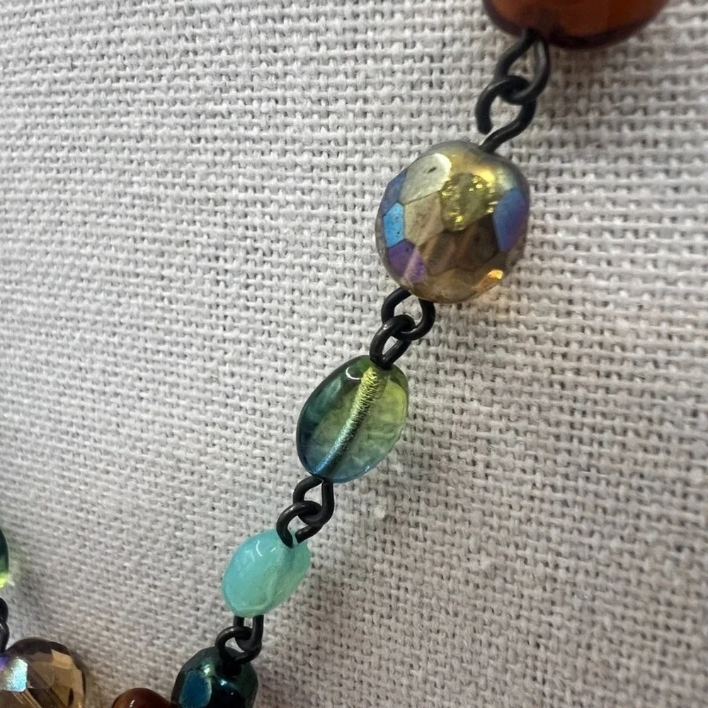 Avgad Artisan Vibes Pendant Necklace Boho Glass Beads Crystal Eclectic Aesthetic